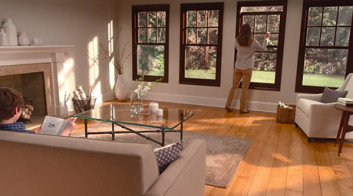 Interior view of a home with double hung windows