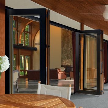 Bi-fold scenic doors opened into patio area
