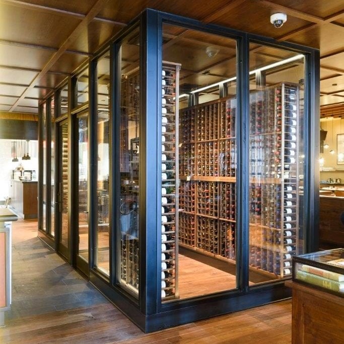 Wine Room with French Steel sliding doors